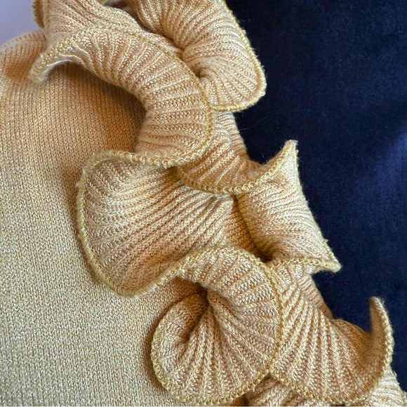 VILA Mustard Yellow Ruffled Sleeveless Knit Sweater - Picture 5 of 9